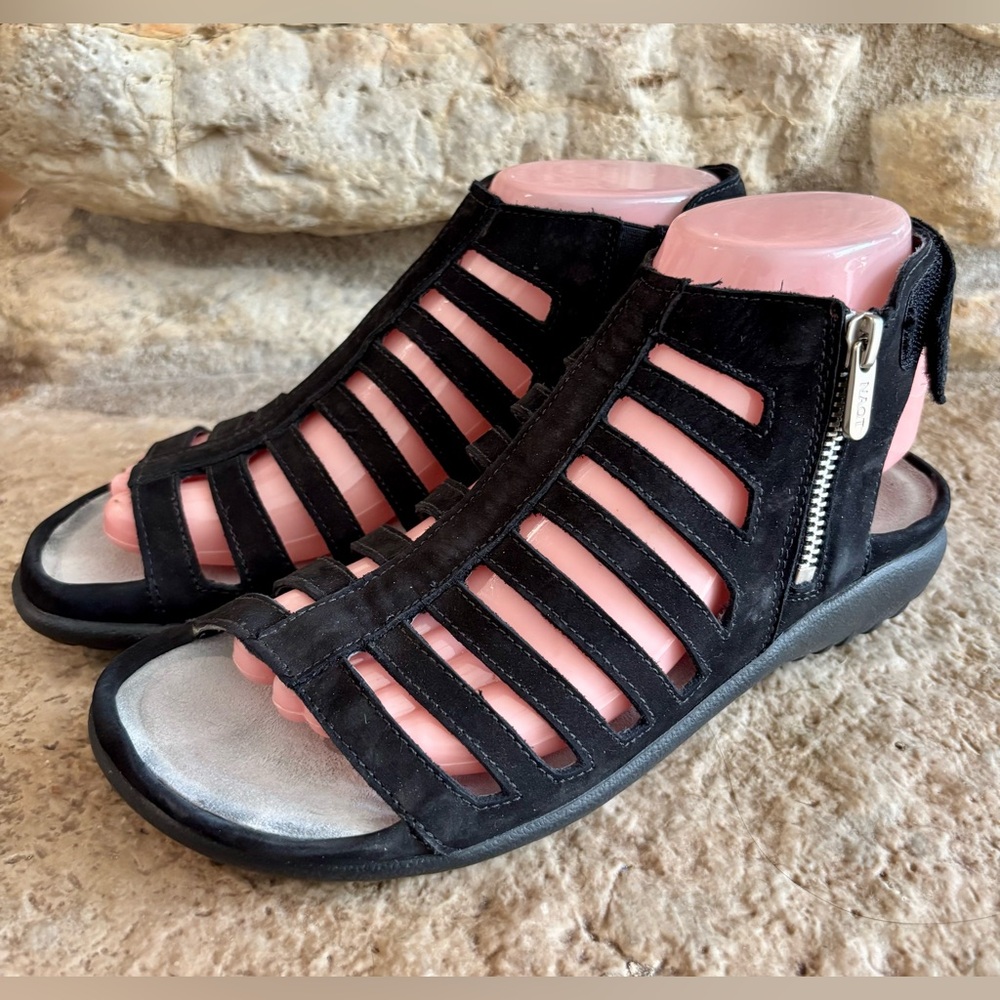 Naot Black Suede Gladiator Sandals - Picture 3 of 8